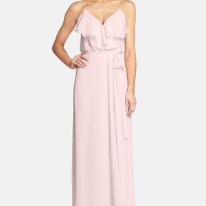 “Drew” Ruffle Front Chiffon Gown Dress